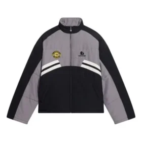 Chaqueta de chándal acolchada con cuello de embudo «Gris Negro» 675462-TKO48-1000