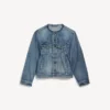 Chaqueta de corte de reloj de arena para mujer en azul oscuro Chaqueta de corte de reloj de arena para mujer en azul oscuro