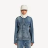 Chaqueta de corte de reloj de arena para mujer en azul oscuro Chaqueta de corte de reloj de arena para mujer en azul oscuro
