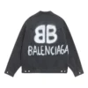 Chaqueta de Denim BB con efecto rociado, corte grande «Dark Grey White» 678354TIWA21440