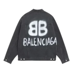 Chaqueta de Denim BB con efecto rociado, corte grande «Dark Grey White» 678354TIWA21440
