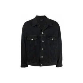 Chaqueta de Denim BB con efecto rociado, corte grande «Dark Grey White» 678354TIWA21440