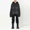 Chaqueta de Denim con capucha y botones, efecto decolorado «Negro» 724653TNW541129