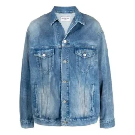 Chaqueta de Denim con efecto pulverizado BB, talle grande, «Azul eléctrico y fucsia» 678354TCW030406