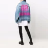 Chaqueta de Denim con efecto pulverizado BB, talle grande, «Azul eléctrico y fucsia» 678354TCW030406