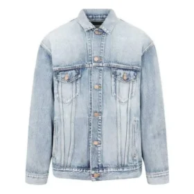Chaqueta de Denim con efecto spray BB, corte grande «Azul claro y amarillo» 678354TDW143341