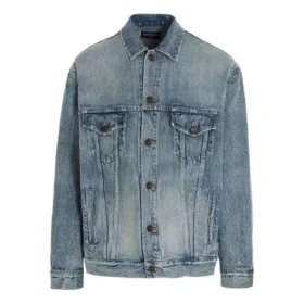 Chaqueta de Denim con estampado del logotipo universitario «Est. 1917», talle grande, en color «azul claro lavado» 675207TJW795620