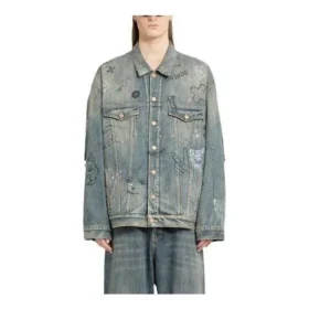 Chaqueta de Denim con grafitis «Azul claro» 721708TOW664036