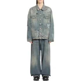 Chaqueta de Denim con grafitis «Azul claro» 721708TOW664036