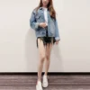 Chaqueta de Denim con logo en la espalda «Azul verdoso» 606170TDW144065