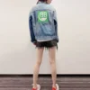 Chaqueta de Denim con logo en la espalda «Azul verdoso» 606170TDW144065
