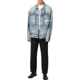 Chaqueta de Denim oversize con detalles de anillos «Azul» 697779TMW264437