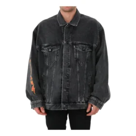 Chaqueta de Denim oversize de Metallica «Negro lavado y naranja» 694504TBP471055