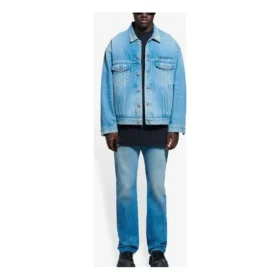 Chaqueta de Denim para hombre Balenciaga SS21 con logotipo clásico, azul claro 657608TDW154307