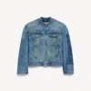 Chaqueta de motociclista de denim ajustada para hombre en azul oscuro Chaqueta de motociclista de denim ajustada para hombre en azul oscuro