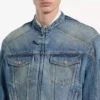 Chaqueta de motociclista de denim ajustada para hombre en azul oscuro Chaqueta de motociclista de denim ajustada para hombre en azul oscuro