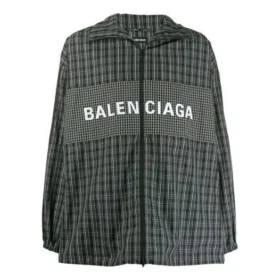Chaqueta de track de nylon a cuadros «Negro» 571439TEM181070