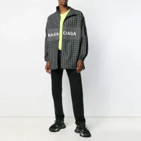 Chaqueta de track de nylon a cuadros «Negro» 571439TEM181070