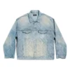 Chaqueta oversize con diseño diagonal en toda la prenda «Denim japonés azul claro con anillos» 773616TPW534868