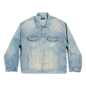 Chaqueta oversize con diseño diagonal en toda la prenda «Denim japonés azul claro con anillos» 773616TPW534868