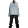 Chaqueta oversize con diseño diagonal en toda la prenda «Denim japonés azul claro con anillos» 773616TPW534868