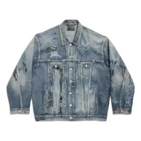 Chaqueta oversize con grafitis «Azul claro» 745048TNW014012