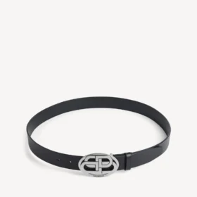Cinturón ovalado BB para hombre en negro