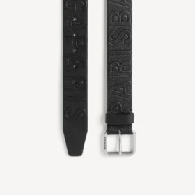 Cinturón para hombre con logotipo grabado en relieve en negro