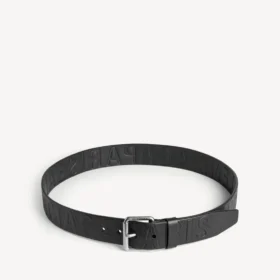 Cinturón para hombre con logotipo grabado en relieve en negro