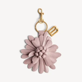 Colgante/llavero de mujer con forma de flor en cuarzo rosa