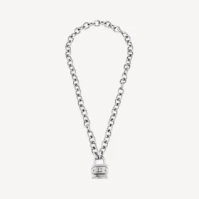 Collar con candado en forma de si bemol en plata/plata antigua