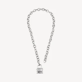 Collar con candado en forma de si bemol en plata/plata antigua