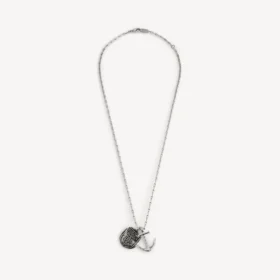Collar con dijes de ancla en plata envejecida