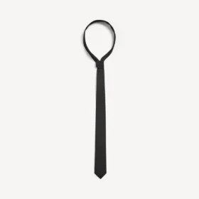 Corbata lisa de lana para hombre en negro