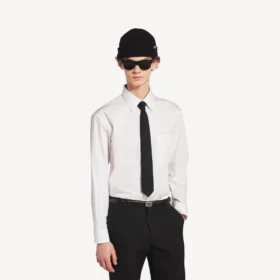 Corbata lisa de lana para hombre en negro