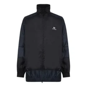 Cortavientos de nylon con patchwork y cremallera completa «Azul marino y negro» 623019TIO544100