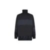 Cortavientos de nylon con patchwork y cremallera completa «Azul marino y negro» 623019TIO544100