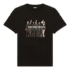 Estampado con retrato de banda, logotipo retro, manga corta, unisex, negro 612965TIVA11000