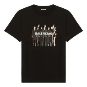 Estampado con retrato de banda, logotipo retro, manga corta, unisex, negro 612965TIVA11000
