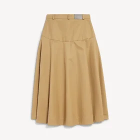 Falda de algodón de corte en A para mujer en color camel
