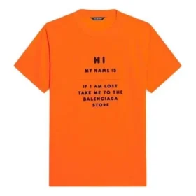 FW21 Camiseta elástica de corte ajustado y manga corta, color naranja 661705TKVH57513