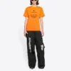 FW21 Camiseta elástica de corte ajustado y manga corta, color naranja 661705TKVH57513