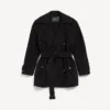 Gabardina corta tipo capullo para mujer en negro Gabardina corta tipo capullo para mujer en negro