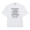 Jersey de cuello redondo de manga corta para hombre de Balenciaga con impresión de palabras, color blanco, 641614TJVI39040