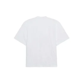 Jersey de cuello redondo de manga corta para hombre de Balenciaga con impresión de palabras, color blanco, 641614TJVI39040