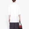 Jersey de cuello redondo de manga corta para hombre de Balenciaga con impresión de palabras, color blanco, 641614TJVI39040