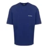 Jersey de cuello redondo y manga corta con logotipo de Balenciaga para hombre, colección Otoño-Invierno 2021, azul 612966TIVG53967