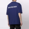 Jersey de cuello redondo y manga corta con logotipo de Balenciaga para hombre, colección Otoño-Invierno 2021, azul 612966TIVG53967