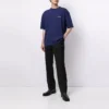 Jersey de cuello redondo y manga corta con logotipo de Balenciaga para hombre, colección Otoño-Invierno 2021, azul 612966TIVG53967