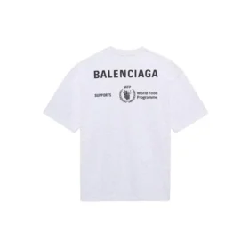 Jersey de cuello redondo y manga corta para hombre Balenciaga x WFP, primera generación, con estampado del logotipo, gris 612966THV841167
